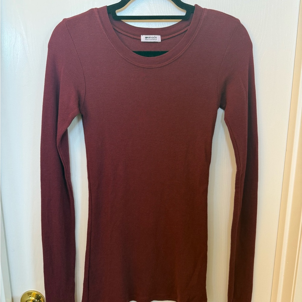 LAmade Long Sleeve Crewneck Top - Burgundy